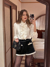 Pariaura Knit Tape Splice Leisure Elegant Elegant Black Shorts